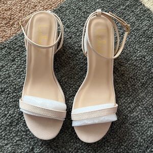 Lulu’s Julie Light Nude Suede Ankle Strap Heels